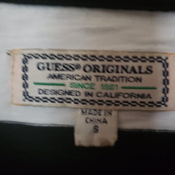 Guess Originals Classic Striped Long Sleeve Black & White Size Men’s S - Picture 2 of 7